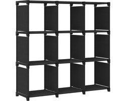 vidaXL - Kast - met - 9 - vakken - 103x30x107,5 - cm - stof - zwart