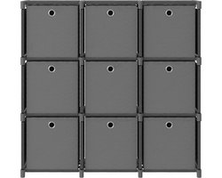 vidaXL - Kast - met - 9 - vakken - met - boxen - 103x30x107,5 - cm - stof - grijs
