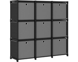 vidaXL - Kast - met - 9 - vakken - met - boxen - 103x30x107,5 - cm - stof - zwart