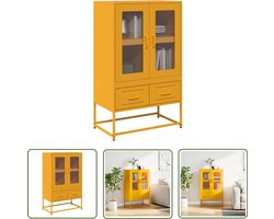 vidaXL Kast Met Deuren - Hoge Kast - Hoge kast 68x39x111,5 cm staal mosterdgeel - Opbergkast - Mustardkleur - Metalen Kast