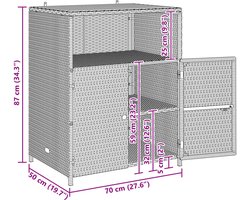 vidaXL - Kast - met - plank - Zwart - 70 - x - 50 - x - 87 - cm - Polyester - en - Roly - Ratten