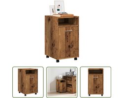 vidaXL Kast Op Wielen - Dressoirkast - Kast met wielen 33x38x60 cm bewerkt hout oud houtkleurig - Houten Kast - Vintage Kast - Opbergkast