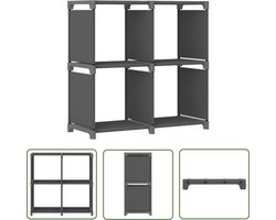 vidaXL Kast - Opbergkast - Kast met 4 vakken 69x30x72,5 cm stof grijs - Vakkenkast - Grijze Kast - Stofkast