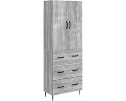 vidaXL - Kast - Set - 2 - st - 66 - x - 34,5 - x - 90 - cm - Bewerkt - hout - Grijs - Sonoma