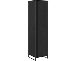 vidaXL - Kast - Zwart - Eiken - 50 - x - 50 - x - 200 - cm - Bewerkt - hout