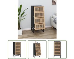 vidaXL Kast Zwart - Hoge Kast - Hoge kast 40x30x95 cm bewerkt hout - Bewerkt Hout - Vintage Kast - Opslagkast