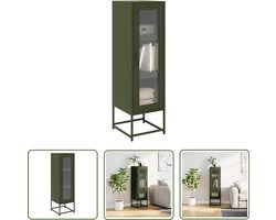 vidaXL Kasten - Hoge Kast - Hoge kast 36x39x123 cm koudgewalst staal olijfgroen - Opslagoplossing - Keukenkast - Badkamerkast