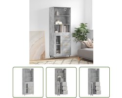 vidaXL Kasten - Hoge Kast - Hoge kast 69,5x34x180 cm bewerkt hout betongrijs - Opslagruimte - Houten Kast - Grijze Kast