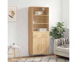 vidaXL Kasten - Hoge Kast - Hoge kast 69,5x34x180 cm bewerkt hout sonoma eikenkleurig - Sonoma Eiken - Houten Kast - Bewerkt Hout