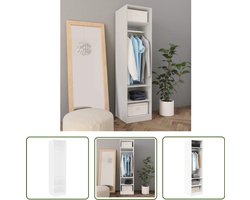 vidaXL Kasten - Kledingkast - Kledingkast 50x50x200 cm bewerkt hout wit - Houten Kast - Wit Meubilair - Garderobe