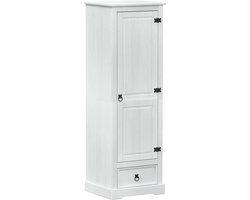 vidaXL - Kasten - met - lade - Wit - 55 - x - 50 - x - 170 - cm - Massief - grenenhout