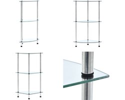 vidaXL Kastje 3-laags 30x30x67 cm gehard glas transparant - Kastje - Kastjes - Boekenkast - Boekenkasten