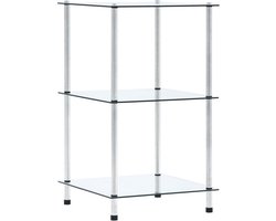 vidaXL - Kastje - 3-laags - 40x40x67 - cm - gehard - glas - transparant
