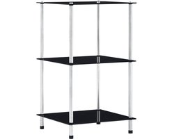 vidaXL Kastje - 3-laags - Gehard Glas - 40x40x67 cm Vitrinekast - Glazen Kast - Displaykast - Boekenkast - Decoratief Item