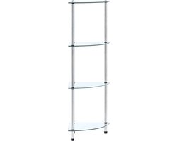 vidaXL - Kastje - 4-laags - 30x30x100 - cm - gehard - glas - transparant