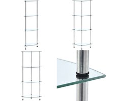 vidaXL Kastje 4-laags 30x30x100 cm gehard glas transparant - Kastje - Kastjes - Boekenkast - Boekenkasten