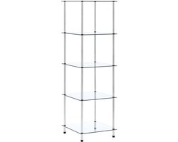 vidaXL Kastje 5-laags 40x40x130 cm gehard glas transparant - Vitrinekast - Glazen Kast - Displaykast - Opbergkast - Tv Stand