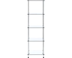 vidaXL Kastje 5-laags - 40x40x130 cm - Glas - Transparant Vitrinekast - Displaykast - Boekenkast - Decoratieve Kast - Glaskast