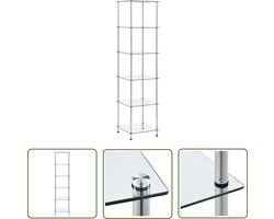 vidaXL Kastje 6-laags 40x40x160 cm gehard glas transparant - Vitrinekast - Displaycase - Glazen Kast - Opbergkast - Woonaccessoires