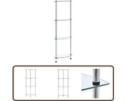 vidaXL Kastje - Kastjes - Boekenkast - Boekenkasten - Kastje 4-laags 30x30x100 cm gehard glas transparant