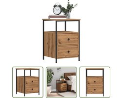 vidaXL Kastje - Nachtkastje - Nachtkastje 34x35,5x50 cm bewerkt hout artisanaal eikenkleurig - Slaapkamer - Houten Meubilair - Eiken Kleur