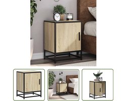 vidaXL Kastje - Nachtkastje - Nachtkastje 40x31x50 cm bewerkt hout en metaal sonoma eiken - Salontafel - Houten Nachtlamp - Woonaccessoires