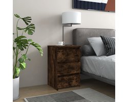 vidaXL Kastje - Nachtkastje - Nachtkastje 40x35x62,5 cm bewerkt hout gerookt eikenkleurig - Slaapkamervloerisdecoratie - Houten Nachtlamp - Bureau Lamp