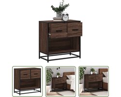 vidaXL Kastje - Nachtkastje - Nachtkastje 60x31x60 cm bewerkt hout en metaal bruin eikenkleur - Slaapkamer - Houten Kast - Bureaukast