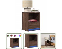 vidaXL Kastje - Nachtkastje - Nachtkastje met LED-verlichting bewerkt hout bruin eikenkleur - Led Verlichting - Houten Nachtkastje - Bruin Eiken