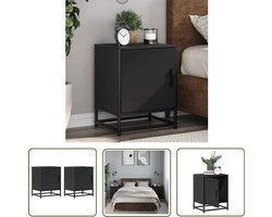 vidaXL Kastje - Nachtkastje - Nachtkastjes 2 st 40x31x50 cm bewerkt hout en metaal zwart - Bedkanten - Houten Kast - Metalen Kast