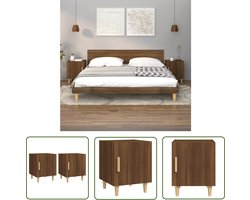 vidaXL Kastje - Nachtkastje - Nachtkastjes 2 st bewerkt hout bruin eikenkleur - Houten Nachtkastje - Bruin Nachtkastje - Slaapkamervloerisdecoratie