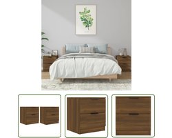 vidaXL Kastje - Nachtkastje - Nachtkastjes 2 st bewerkt hout bruin eikenkleur - Houten Nachtkastje - Slaapkamer Meubilair - Bruine Eiken Kleur