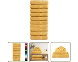 vidaXL Katoen Handdoeken - Badhanddoeken - Badhanddoeken SOLUND 10 st 600 g/m² 70x140 cm goudkleurig - Gouden Handdoeken - Badtextiel - Hotel Handdoeken