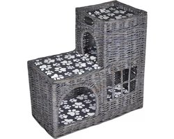 vidaXL - Kattenbed/huis/kasteel - met - kussen - wilgen