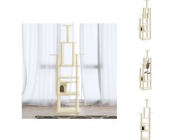 vidaXL Kattenboom - Grote Krabpaal - Met Huisje - Krabpalen en Platformen - 74x74x183cm - Crème kleur - Krabpaal