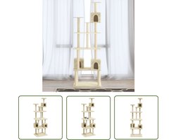 vidaXL Kattenboom - Kattenmeubel - Kattenmeubel met sisal krabpalen 188 cm crèmekleurig - Krabpaal - Sisal - Pluche