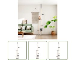 vidaXL Kattenboom - Kattenmeubilair - Kattenmeubel vloer tot plafond 258,5-284,5 cm lichtgrijs - Kattenklimrek - Kattenspelen - Kattenhuis