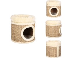 vidaXL Kattenhuis - Kattenhuizen - Kattenmand - Kattenmanden - Kattenhuis met luxe kussen 33 cm zeegras