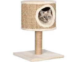 vidaXL - Kattenmeubel - met - huis - en - krabpaal - 52 - cm - zeegras