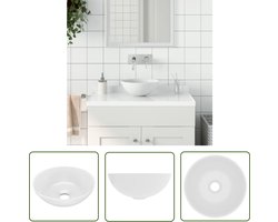 vidaXL Keramiek Wastafel - Ronde Wastafel - Wastafel rond keramiek matwit - Witte Wastafel - Badkamermeubel - Modern Toilet