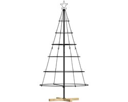 vidaXL - Kerst - Cone - Boom - met - standaard - Zwart - 154 - cm - Staal