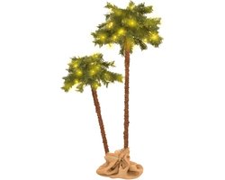 vidaXL Kerstboom met LED - 90 cm en 150 cm - Groen Kunstpalmboom - Led Lamp - Palm Tree - Tropisch Interieur - Kerstdecoratie - Kamerplant