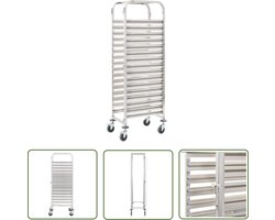 vidaXL Keuken Helpers - Keuken Trolley - Keukentrolley 16-laags 38x55x163 cm roestvrij staal - Servies Karretje - Dienblad Wagen - Inox Trolley