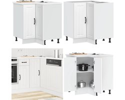 vidaXL Keuken hoekonderkast Lucca bewerkt hout wit - Keukenhoek Onderkast - Keukenhoek Onderkasten - Keuken Hoekonderkast - Keuken Hoekonderkasten