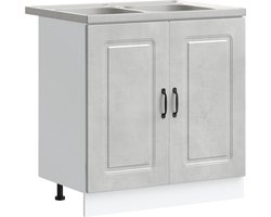 vidaXL - Keuken - Kast - Kalmar - Beton - Grijs - 80 - x - 46 - x - 81,5 - cm - Bewerkt - hout