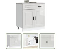 vidaXL Keuken Meubel - Keuken Onderkast - Keuken onderkast Porto bewerkt hout hoogglans wit - Opslagoplossing - Kookeiland - Witte Keuken