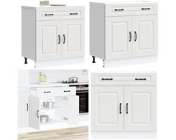 vidaXL Keuken onderkast Kalmar bewerkt hout wit - Keuken Onderkast - Keuken Onderkasten - Spoelbak Onderkast - Gootsteen Onderkast