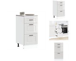 vidaXL Keuken Onderkast - Keuken Onderkasten - Spoelbak Onderkast - Gootsteen Onderkast - Keuken onderkast Porto bewerkt hout hoogglans wit