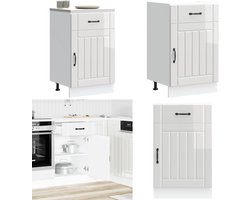 vidaXL Keuken onderkast Lucca bewerkt hout hoogglans wit - Keuken Onderkast - Keuken Onderkasten - Spoelbak Onderkast - Gootsteen Onderkast