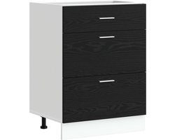vidaXL - Keuken - Onderkast - Zwart - Eiken - 60 - x - 46 - x - 81,5 - cm - Bewerkt - hout